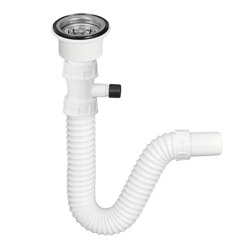 Flexible kitchen sink siphon with dishwasher connection single bowl ...